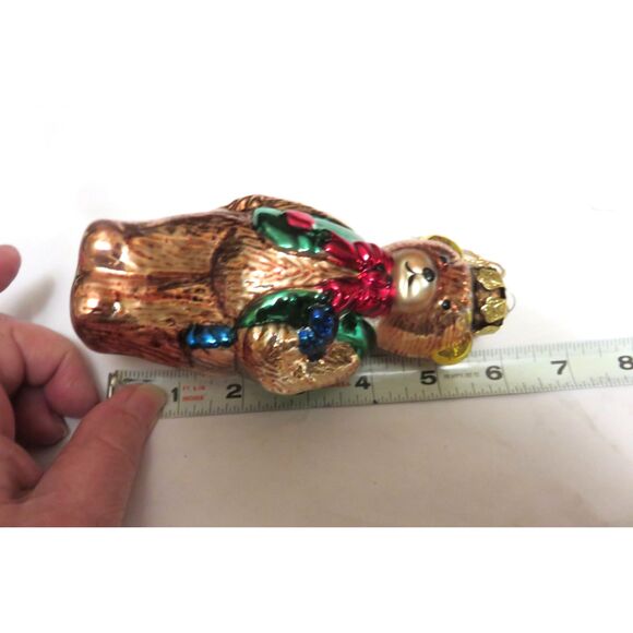 Vintage Blown Glass Vintage Teddy Bear Ornament Made in Taiwan - Picture 3 of 4